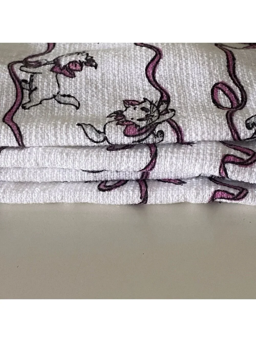 2 Pk Disney The Aristocats Marie Pink Ribbons Bows Kitchen‎ Towels 16” X 26” NEW